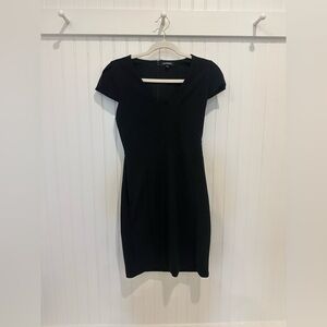 Express Black V-Neck Cap-Sleeve Sheath Dress
